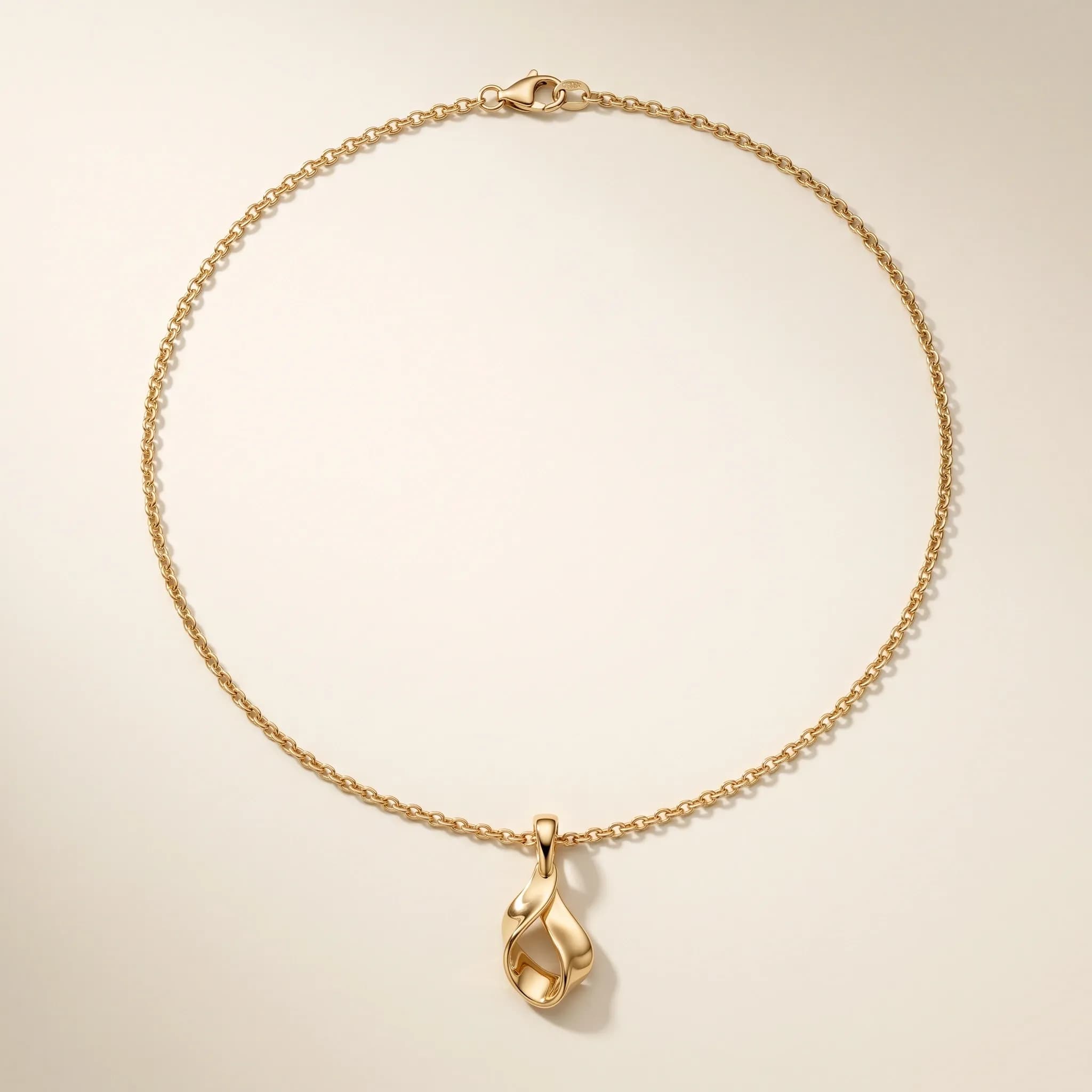 Folded Light Necklace, an illustrative yellow-gold tone jewelry concept
