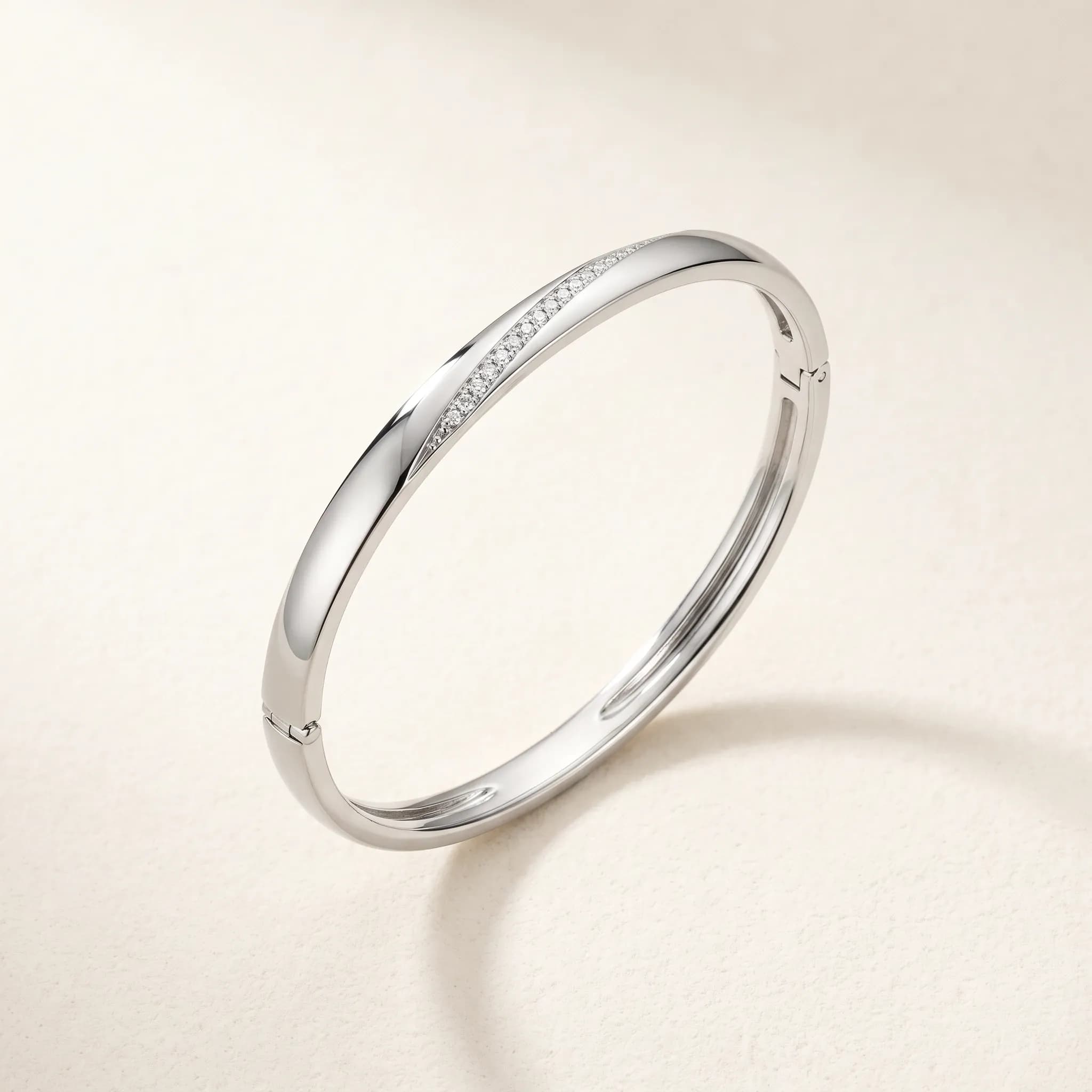 Meridian Pavé Bangle, an illustrative white-gold tone jewelry concept